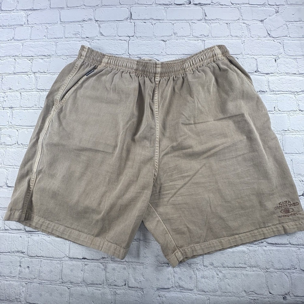 Crazy Shirts Tan Natural Dye Shorts XL Cotton Elastic Waist Hawaii Originals